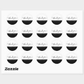 Sticker Rond Script moderne Merci noir et blanc (Feuille)