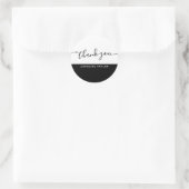 Sticker Rond Script moderne Merci noir et blanc (Sac)