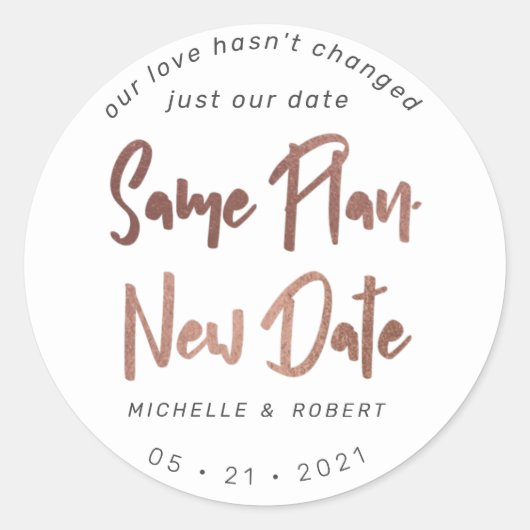 Sticker Rond script moderne minimaliste modifier la date (Devant)