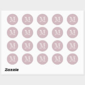 Sticker Rond Script moderne Monogramme initial Pastel Purple Ét (Feuille)
