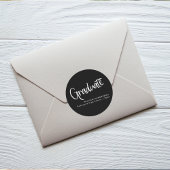 Sticker Rond Script moderne noir & blanc Graduation