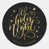 Sticker Rond Script moderne O Holy Night Christmas Classic Roun (Devant)