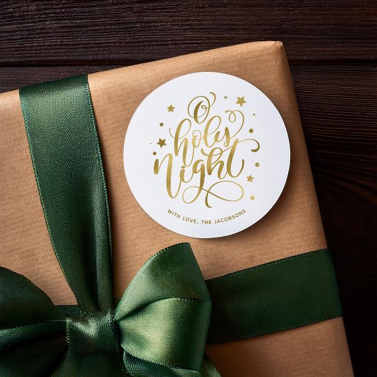 Sticker Rond Script moderne O Holy Night Christmas Classic Roun