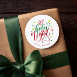 Sticker Rond Script moderne O Holy Night Christmas Classic Roun<br><div class="desc">Script moderne O conception de Noël de la Saint-Nuit.</div>