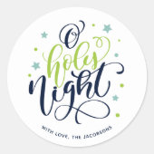 Sticker Rond Script moderne O Saint Nuit Noël (Devant)