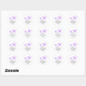 Sticker Rond Script moderne Purple Starfish Adresse de retour (Feuille)
