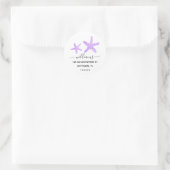 Sticker Rond Script moderne Purple Starfish Adresse de retour (Sac)