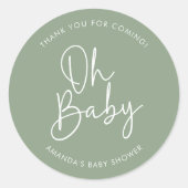 Sticker Rond Script moderne Sage Oh Baby Simple Douche Favorise (Devant)