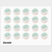Sticker Rond Script moderne Sand Hearts Plage Mariage Merci (Feuille)