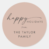 Sticker Rond Script moderne | Saumon Joyeux Vacances Joyeux Cad (Devant)