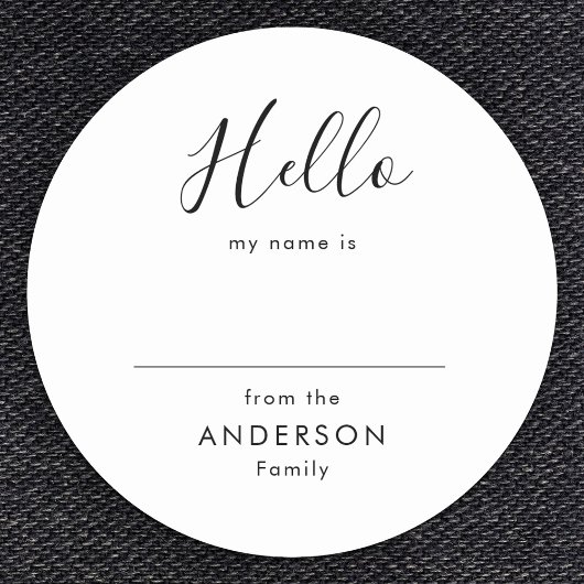 Sticker Rond Script moderne Simple Nom de réunion de famille