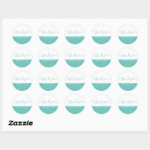 Sticker Rond Script moderne Turquoise & Merci blanc (Feuille)