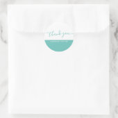 Sticker Rond Script moderne Turquoise & Merci blanc (Sac)
