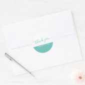 Sticker Rond Script moderne Turquoise & Merci blanc (Enveloppe)