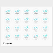 Sticker Rond Script moderne Turquoise Starfish Adresse de retou (Feuille)