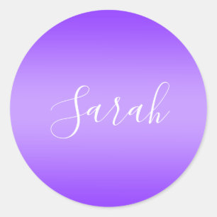 Sticker Rond Script modifiable violet Ombre et blanc