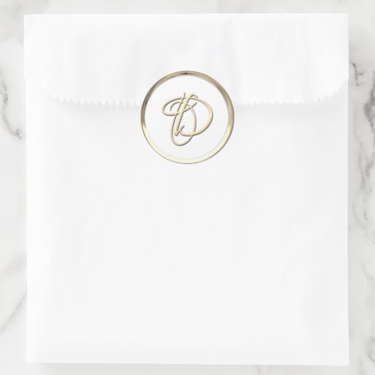 Sticker Rond Script Monogramme D (Sac)