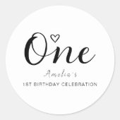 Sticker Rond Script noir minimaliste moderne 1er anniversaire (Devant)