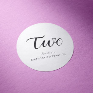 Sticker Rond Script noir minimaliste moderne 2e anniversaire