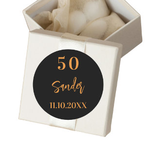 Sticker Rond Script noir or d'anniversaire minimaliste