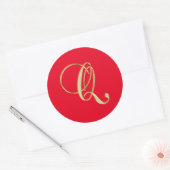 Sticker Rond Script or Monogramme Q (Enveloppe)