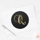 Sticker Rond Script or Monogramme Q (Enveloppe)