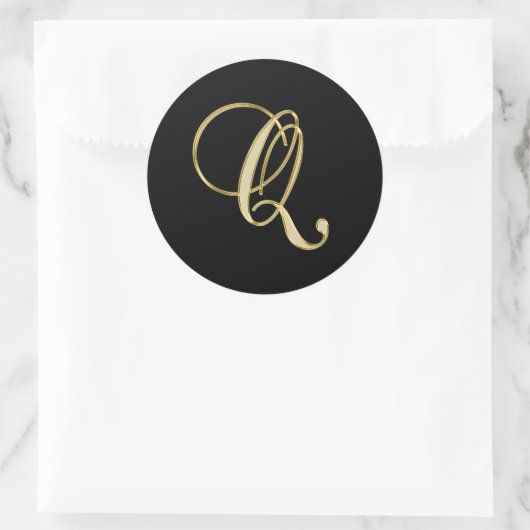 Sticker Rond Script or Monogramme Q (Sac)