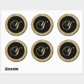 Sticker Rond Script or Monogramme Y (Feuille)