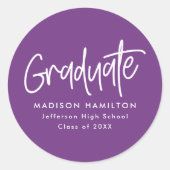 Sticker Rond Script Preppy moderne Purple Graduation (Devant)