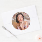 Sticker Rond Script Quinceanera photo 15e anniversaire (Enveloppe)