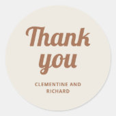 Sticker Rond Script rétro Boho | MERCI MARIAGE (Devant)