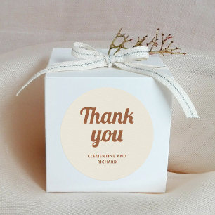 Sticker Rond Script rétro Boho   MERCI MARIAGE