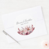 Sticker Rond Script rose Rose Dusty moderne (Enveloppe)