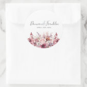 Sticker Rond Script rose Rose Dusty moderne (Sac)