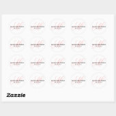 Sticker Rond Script rose vif initial M Monogramme Mariage Favor (Feuille)