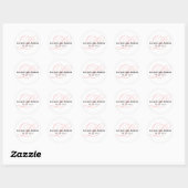 Sticker Rond Script rose vif Initiale L Monogramme Mariage Favo (Feuille)