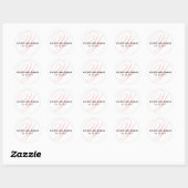 Sticker Rond Script rose vif Initiale Y Monogramme Mariage Favo (Feuille)