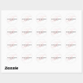 Sticker Rond Script Rose Vive Initiale F Monogramme Mariage Fav (Feuille)
