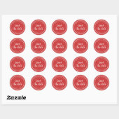 Sticker Rond Script rouge et bandes blanches Enregistrer la dat (Feuille)