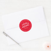 Sticker Rond Script rustique blanc rouge Nous avons déplacé une (Enveloppe)