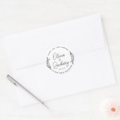 Sticker Rond Script rustique Circulaire de verdure Merci Mariag (Enveloppe)