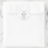 Sticker Rond Script rustique noir Mariage blanc Adresse de reto (Sac)