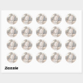 Sticker Rond Script rustique Photo Mariage moderne (Feuille)