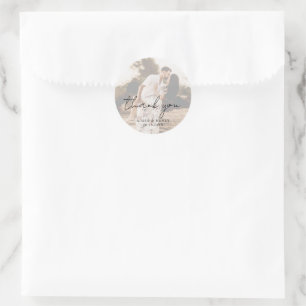 Sticker Rond Script rustique Photo Mariage moderne
