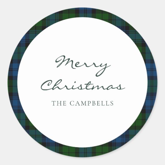 Sticker Rond Script rustique plaid Campbell Tartan militaire (Devant)