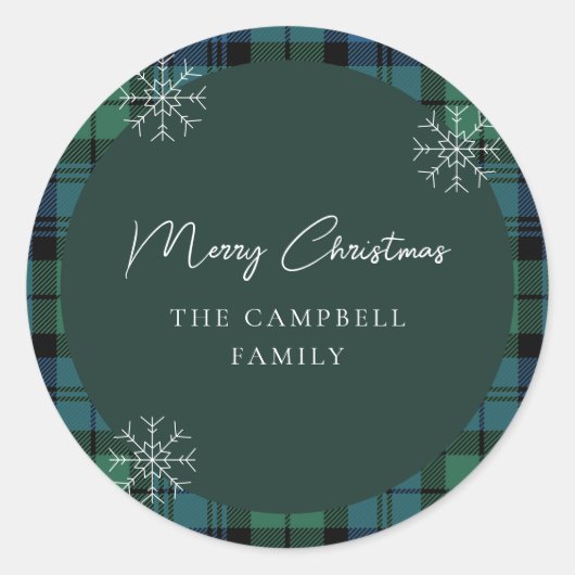 Sticker Rond Script rustique plaid Elegant Campbell Tartan (Devant)