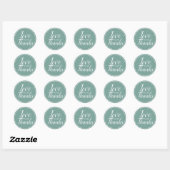Sticker Rond Script Sage Green Love and Thanks (Feuille)