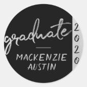 Sticker Rond Script Silver Gradué | Faux Metallic tendance (Devant)
