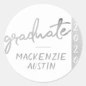 Sticker Rond Script Silver Gradué | Faux Metallic tendance (Devant)