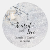 Sticker Rond Script Sparkling Neige Mariage d'hiver (Devant)